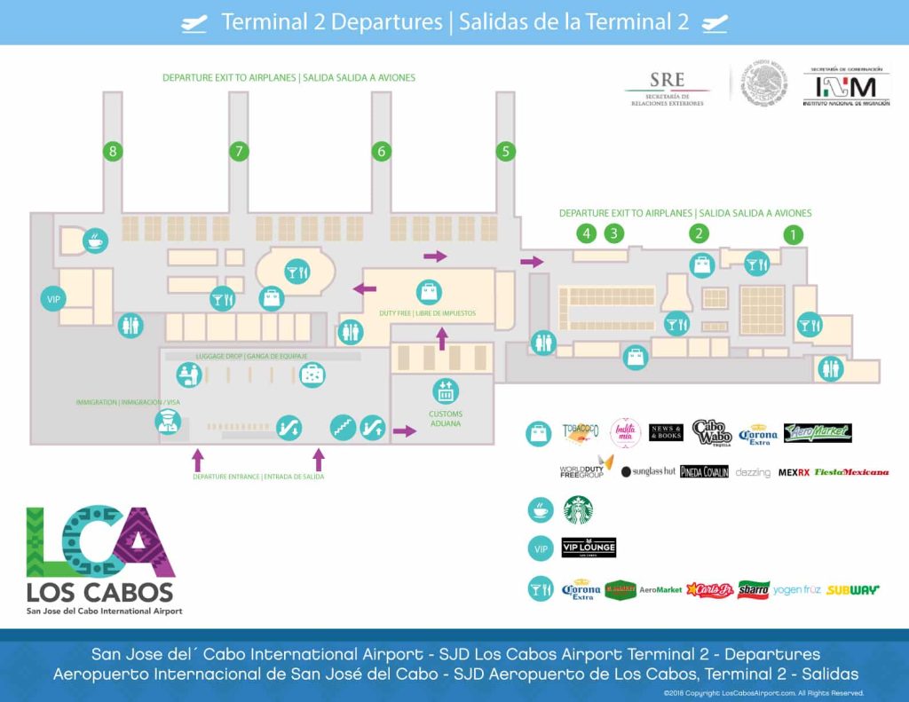 Los Cabos Airport Map Terminal 2 Departure