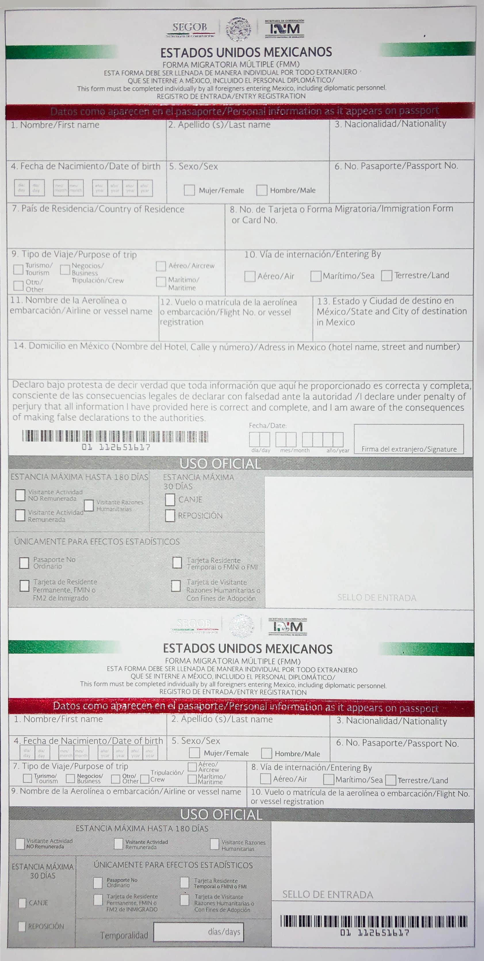 us customs travel to mexico