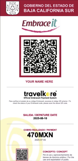 BCS Tourist Tax receipt with QR code